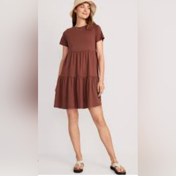 Old Navy Dresses & Skirts - Old Navy Brown Ruffled Tiered Mini Swing Sundress